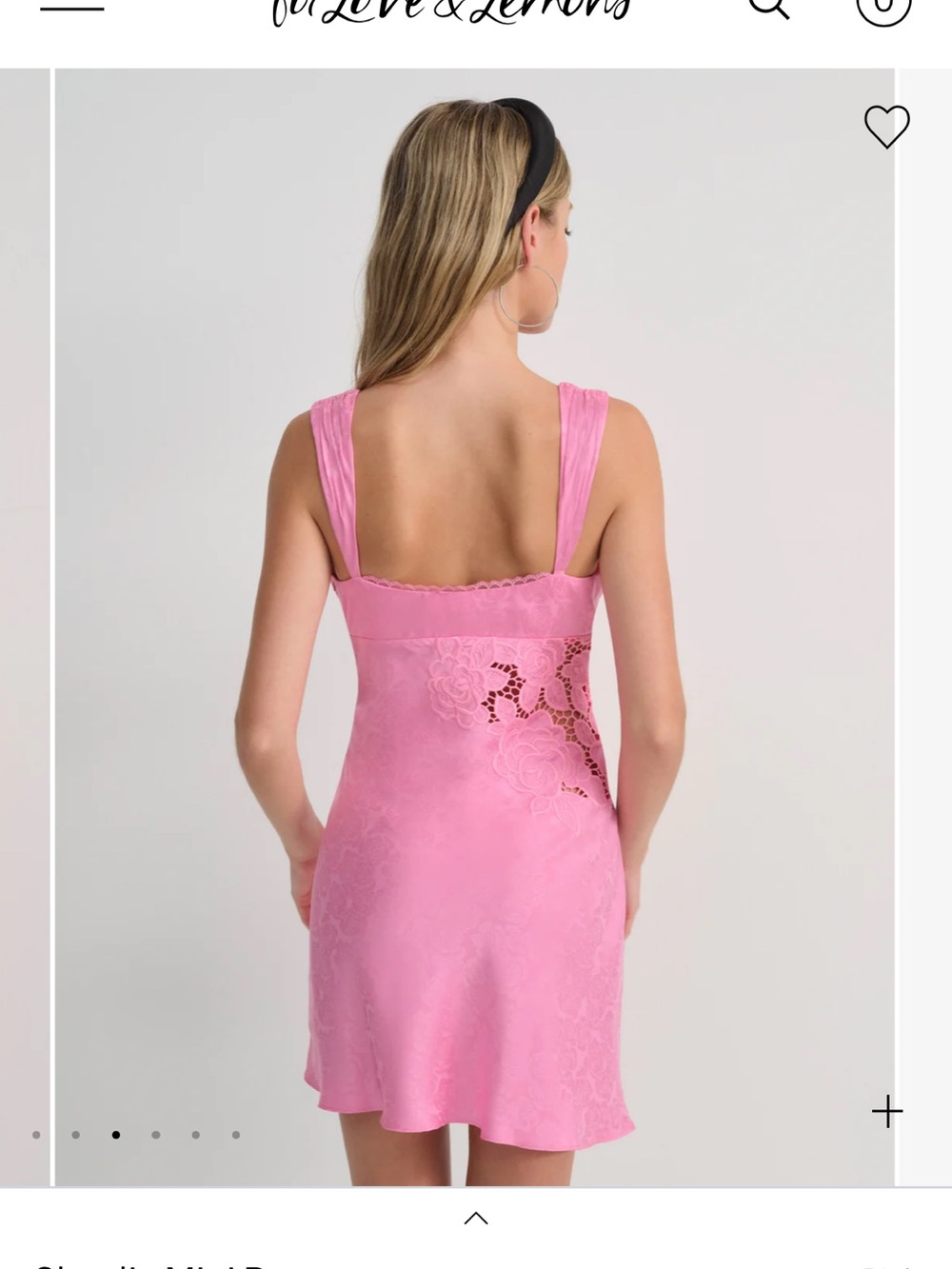 For Love & Lemons Pink Floral Lace Chemise with Rosette - Picture 2 of 5